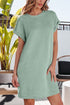 Effortless Textured Crinkle Short Sleeve Casual T Shirt Mini Dress
